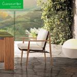 Outdoor Sofa Lounge Chair Made of Solid Teak Wood with Woven Leather Seats and