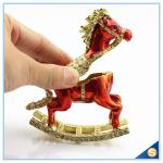 Enamel Metal Trojan Shape Trinket Box Animal Series Rhinestone Jewelry Box