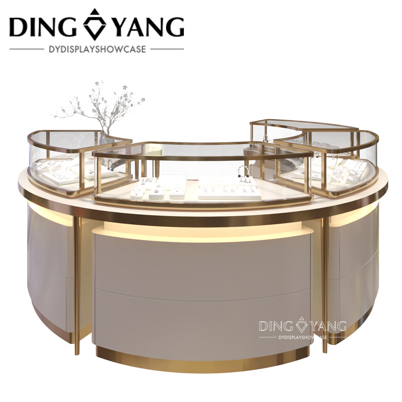 Fashion Curve Jewellery Display Showcases Beautiful Firm Structure With Highly Transparent Tempered Glass