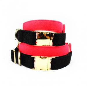 Wholesale Luxury Dog Collars And Leashes Velvet Cotton Material Red / Black Color from china suppliers