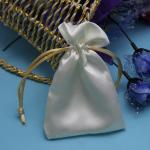 Soft Gift Satin Pouches For Jewelry , Custom Size White Drawstring Bag