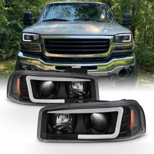 Wholesale Waterproof Black LED Tube Projector Headlights Driver Passenger Side Pair Head Lights from china suppliers