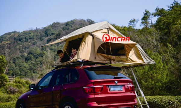 Waterproof polyester roof tent with bottom shield ripstop canvas roof top tent