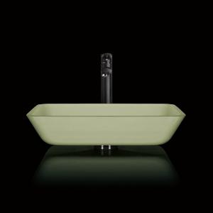China 105mm 330mm Counter Top Bowl Sink Rectangular White Light Green Bathroom on sale