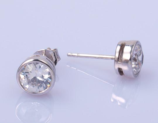 Sparkling CZ Silver Stud Earrings Hypoallergenic Nickel Free Jewelry Oval Heart