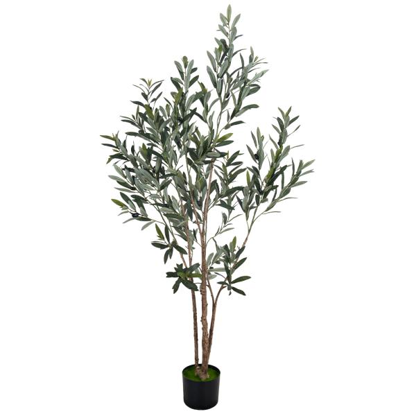 Multi-pole 7ft Artificial Olive Tree - Tall Faux Olive Trees Artificial Indoor - Large Fake Olive Tree Plant for Home Office Living Room Decor
