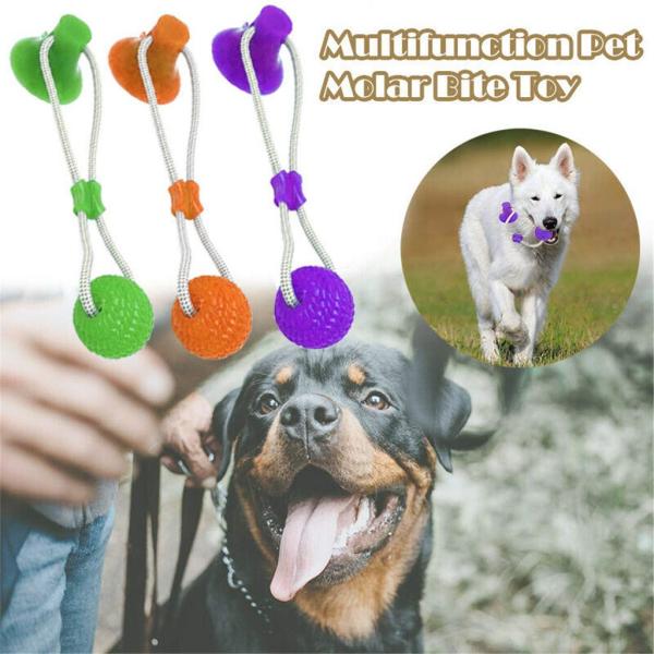 TPR Dog Tough Chew Toys Pet Self Playing Rubber Ball With Suction Cup