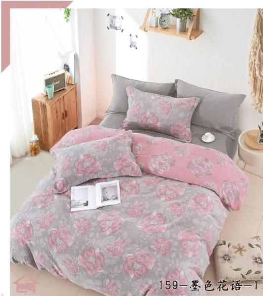Customized 100% Double Jacquard Washed Cotton Color Weaving Bedding Set Duvet