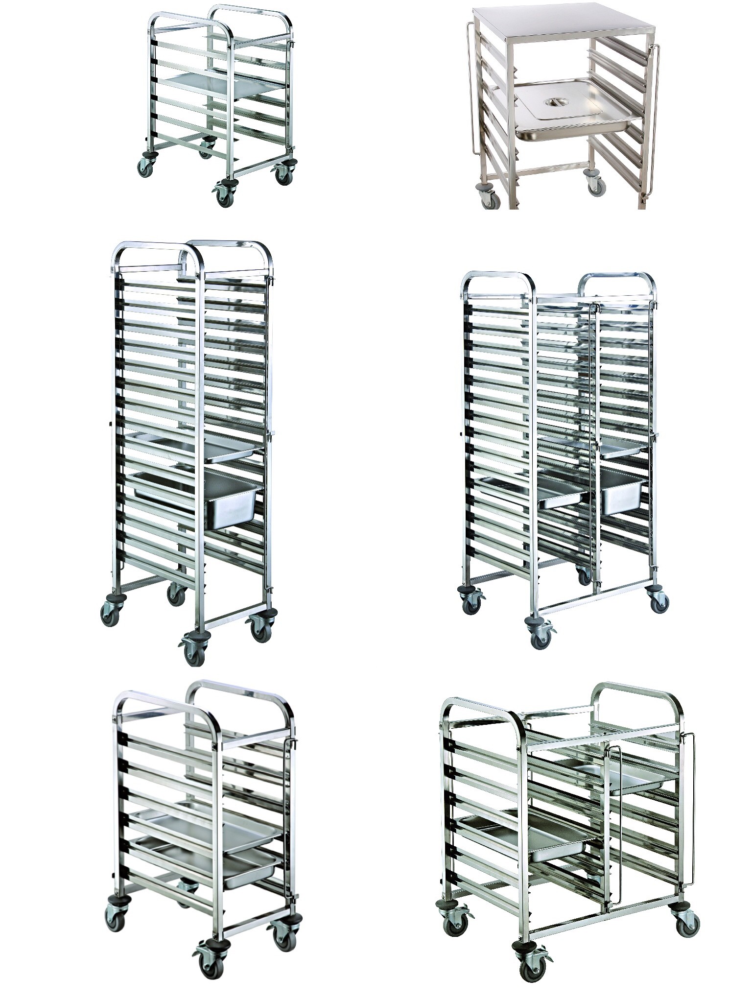 Mobile Commercial Hotel Equipment Bakery Tray Rack Trolley Stainless Steel Food Trolley