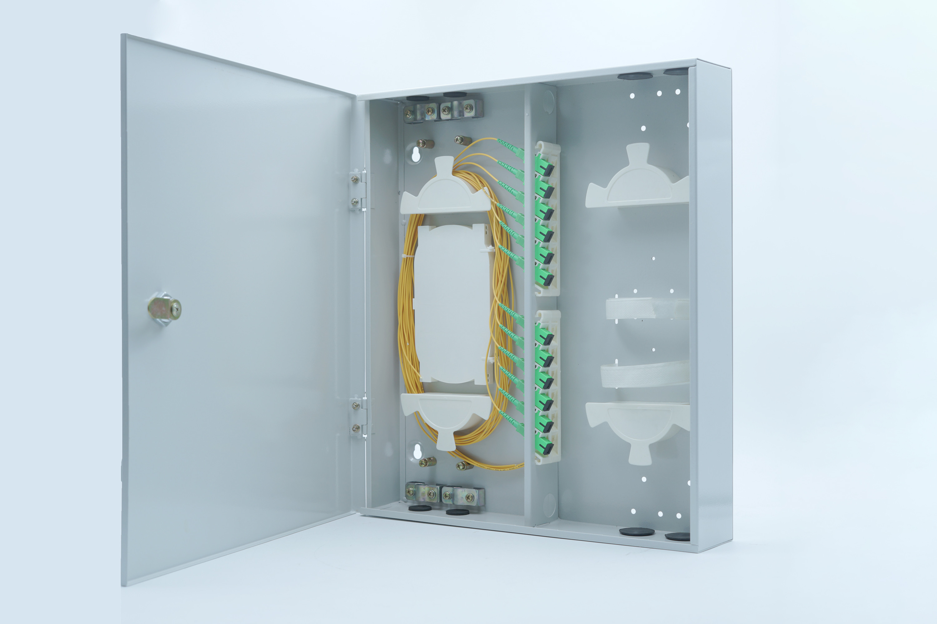 SC APC Fiber Termination Box Cold Rolled Steel 12 Ports 24c Wall Mount