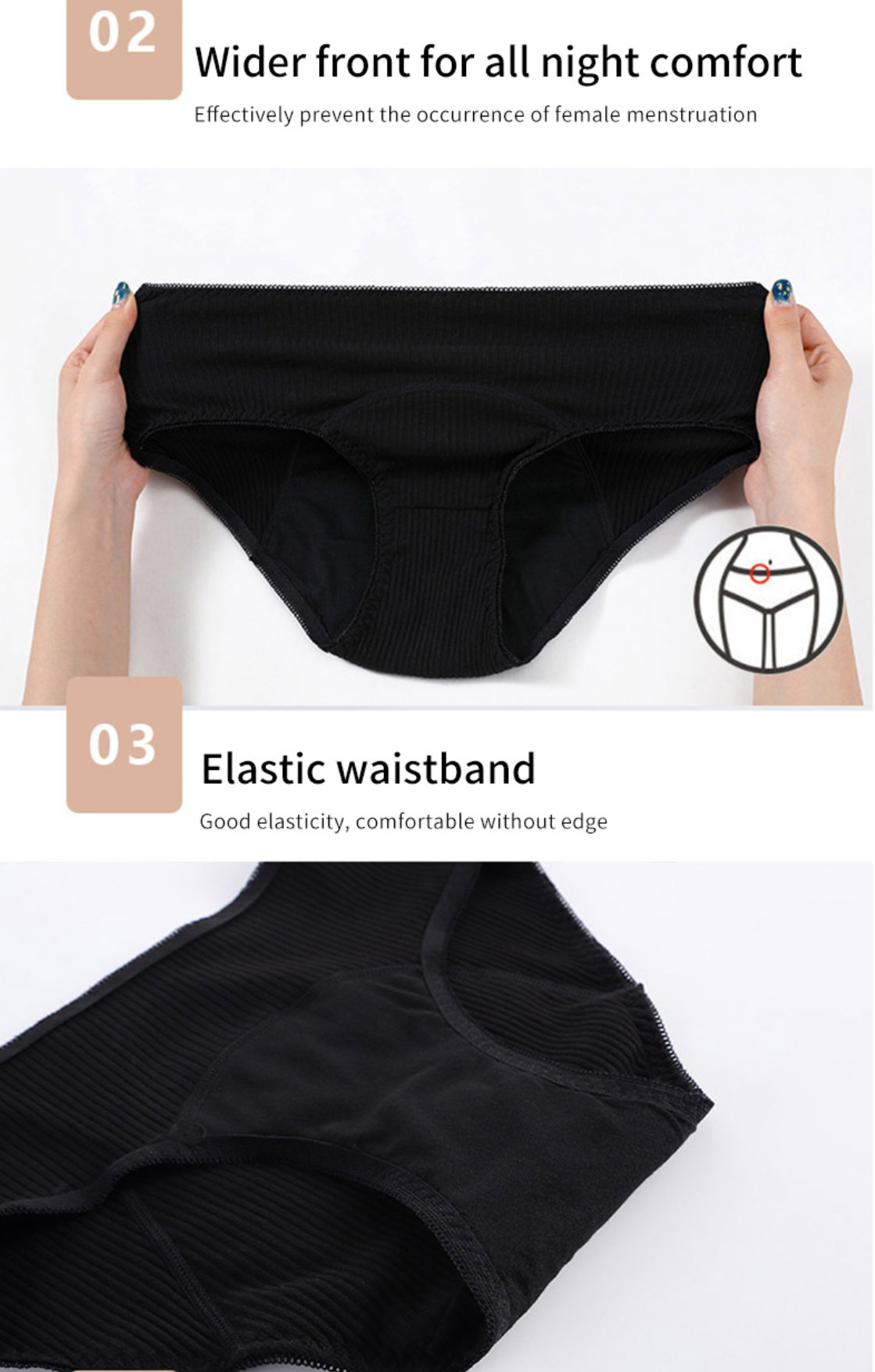 Youth Menstrual Period Panties Underwear Ladies Quick Dried Undies Nylon Washable Menstrual Panties