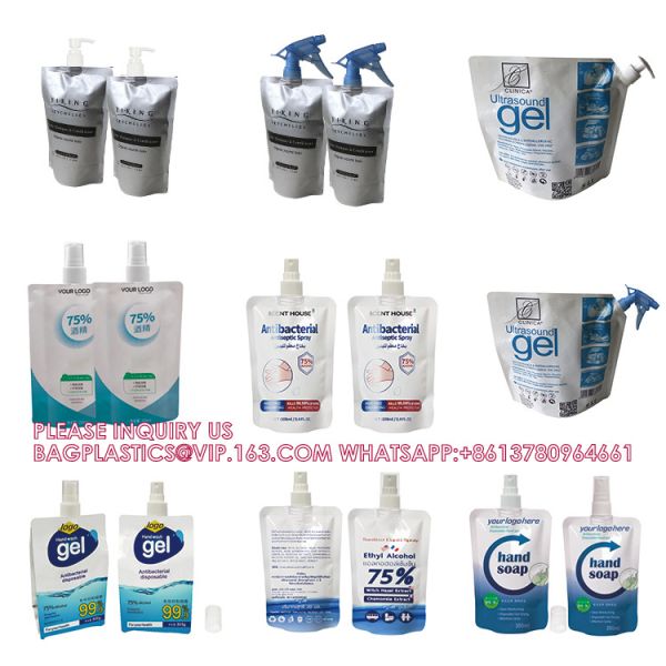 Bag In Box Liquid Gel Sanitizer Soap Refill Pouch Custom Biodegradable Kraft Paper Pouch For Food Spout Bag