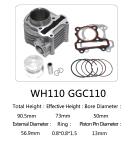 WH110 85mm Total Height Motorcycle Cylinder Kit , 110cc Cylinder Repair Kit