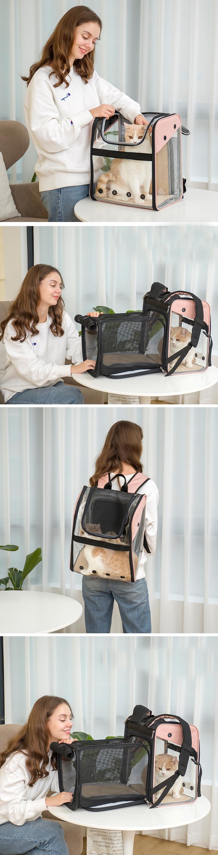 PVC Completely Transparent And Foldable Breathable Pet Travel Carrier Cat Backpack