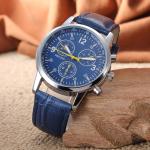 9mm Leather Strap Wrist Watch 3 Bar Water Resistant Chronograph