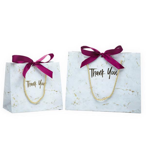 Ivory paper customised marble paper bag stone design candy bags handmade rope