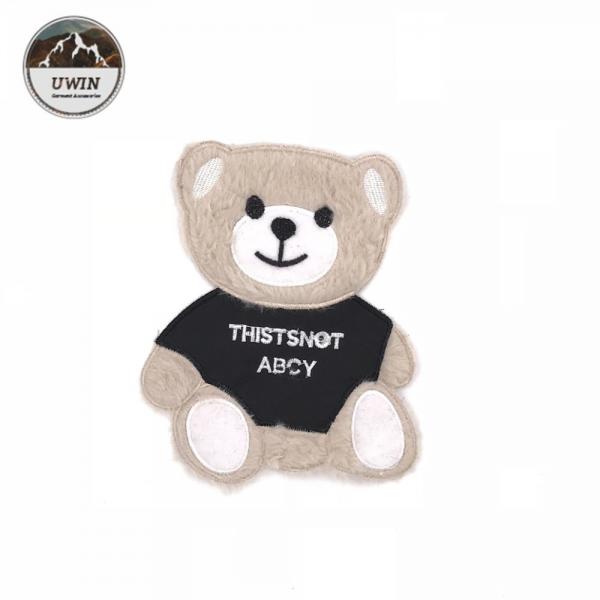 Quality Custom Logo Eco Friendly Teddy Bear Patch , Cartoon Sew On Patches For Kids Blouse for sale