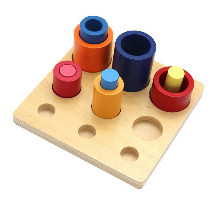 Wooden Early Education Thinking Round Block Develop Children Intelligence Baby Coordination Square Assembled Toy
