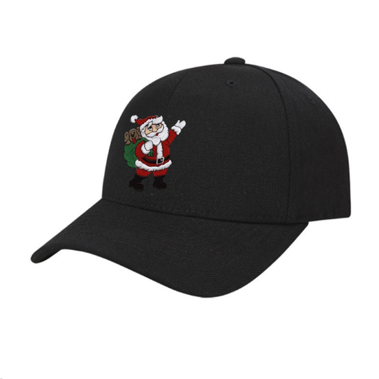 Santa Claus Cartoon Visor Brand Customization Embroidery Funny Merry Christmas Baseball Cap Black Baseball Cap
