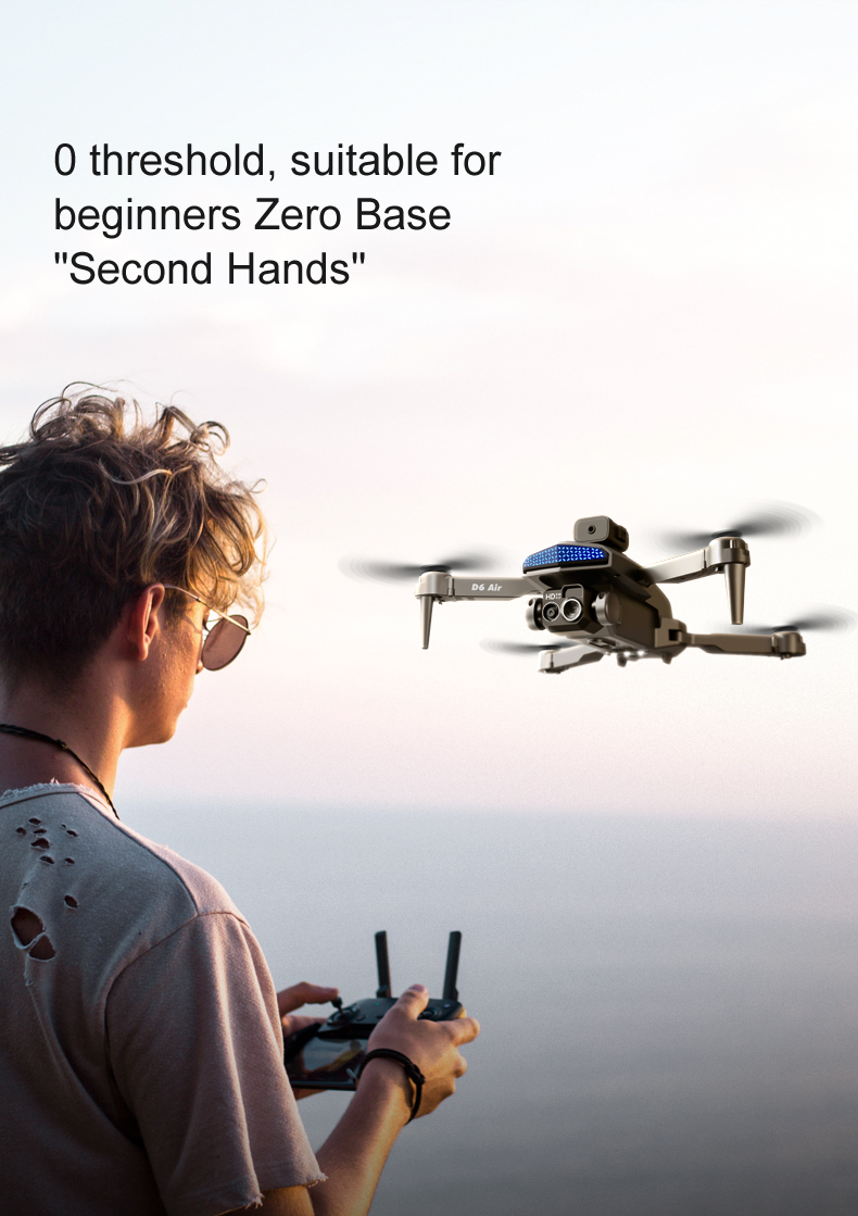 D6 Air Mini Drone Professional 4k HD Camera Quadcopter with Foldable Design Obstacle Avoidance and Remote Control