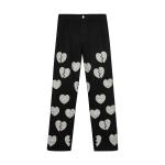 OEM Heart Shaped Jeans Oversize Straight Leg Wide Pants Denim Manufacturer Low