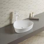 Grey Color Acid Resistance Counter Top Wash Basin Smooth Ceramic Bathroom Sink