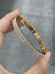 Wholesale Full Pave White Lab Grown Diamond Bracelet 18k Yellow Gold Bangle Bracelet from china suppliers