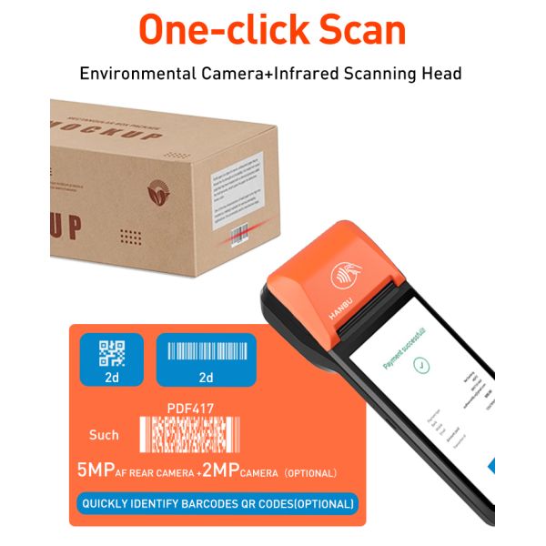 Hanbu Handheld POS Terminal with 6400mAh Battery and 5.5 Inch IPS Display