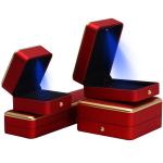 Custom Plastic Spray Painted Square Luxury Necklace Ring Red LED Jewelry Box