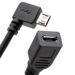 CUSTOM 90 Degree Right Angle Male to Female Micro USB Cable