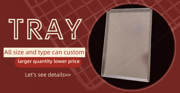 Food Grade 304 Stainless Steel Mesh Trays Flat Perforated Baking For Drying
