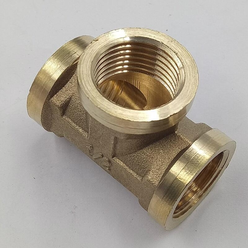 TOBO Customized 99% Copper Pipe Equal Tee Female NPT 3000# C70600 Brass Casting Pipe Brass Threaded Fittings