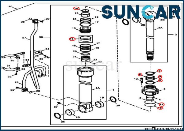 4S00783 JOHN DEERE Boom Repair Sealing Kit Cylinder Components Fits 380GLC