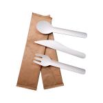 White Smooth Paper Biodegradable Cutlery Forks Knives Spoons 6.3 Inch Practical