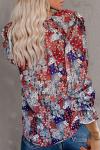 Chiffon Printed 100% Polyester Women'S V Neck Long Sleeves Shirt