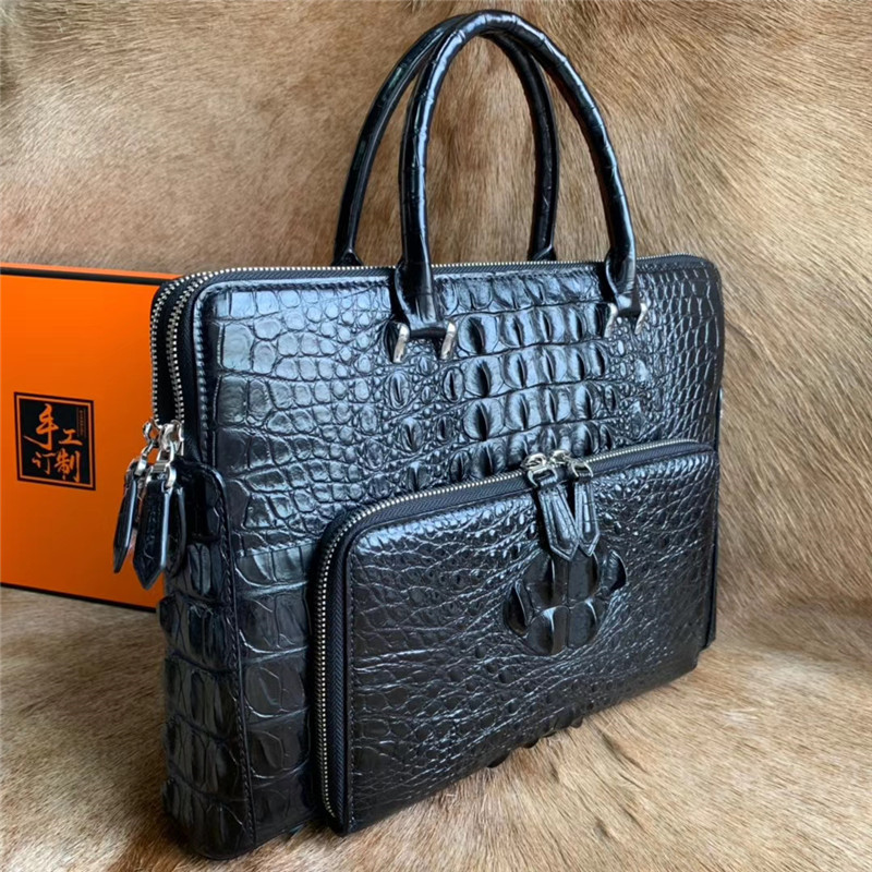 Exotic Real Crocodile Skin Businessmen Briefcase Working Handbag Genuine Alligator Leather Male Large Top-handle Bag