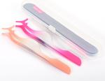 OEM Stainless Steel Slanted False Lashes Tweezers For Makeup