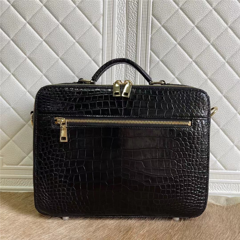 Exotic Crocodile Belly Skin Businessmen Small Briefcase ZIP Working Purse Genuine Real Alligator Leather Male Handbag