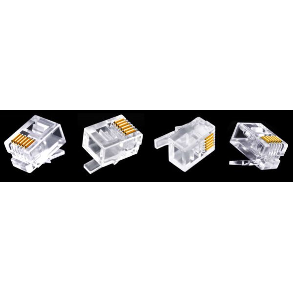 Cat3 6P6C RJ11 Connector Plug Accessories Nickel Shield Plating