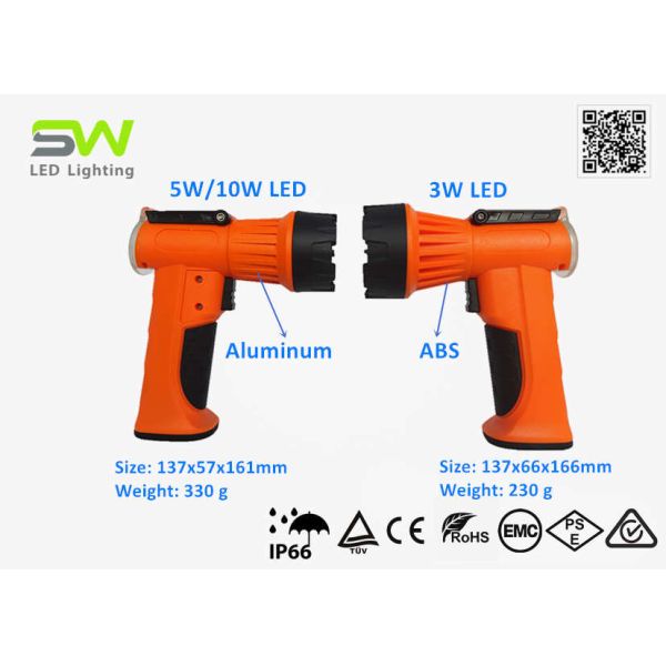 Handheld 3 W LED Brightest Rechargeable Spotlight Torch With IP66 Floating