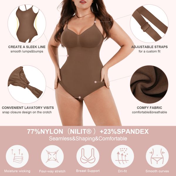 Plus Size Seamless Sculpting Covered Open-Back Bodysuit Full Body Shaper for Women