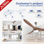 Europe Style Wooden LED Ceiling Fan With Dimmable Light 220v For Decorative