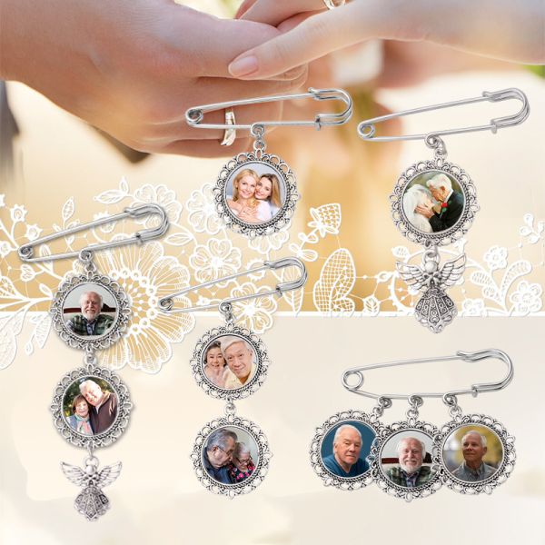 Blank Silver Round Brooches Sublimation Pin Brooches Pendant Gift For Wedding