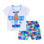Summer Kids Pajama Set Plain Animal Short Sleeve Tee And Shorts