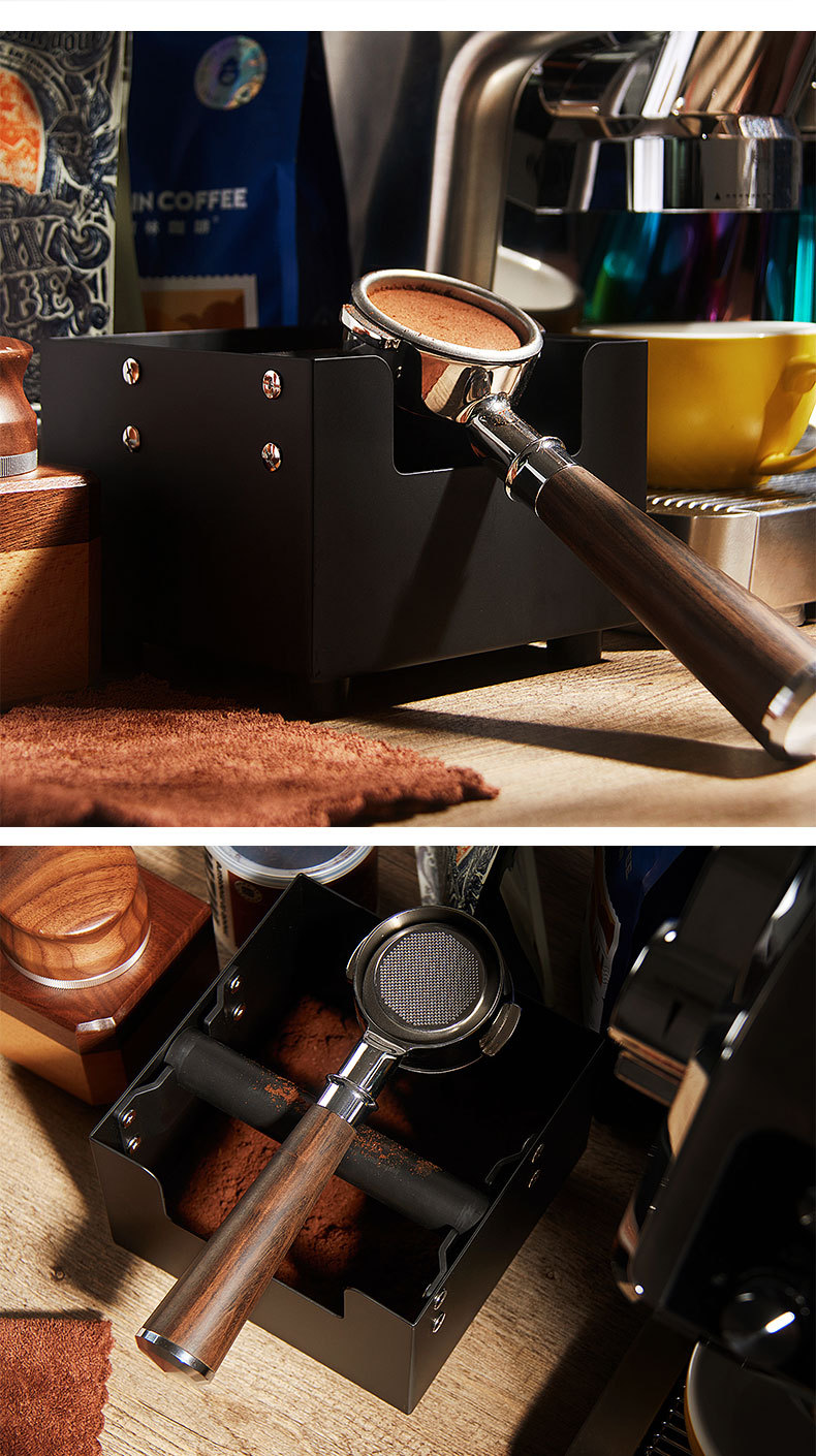 Non Slip Base Food Safe Silicone Coffee Knock Box Tamper Mat with Removable Knock Bar
