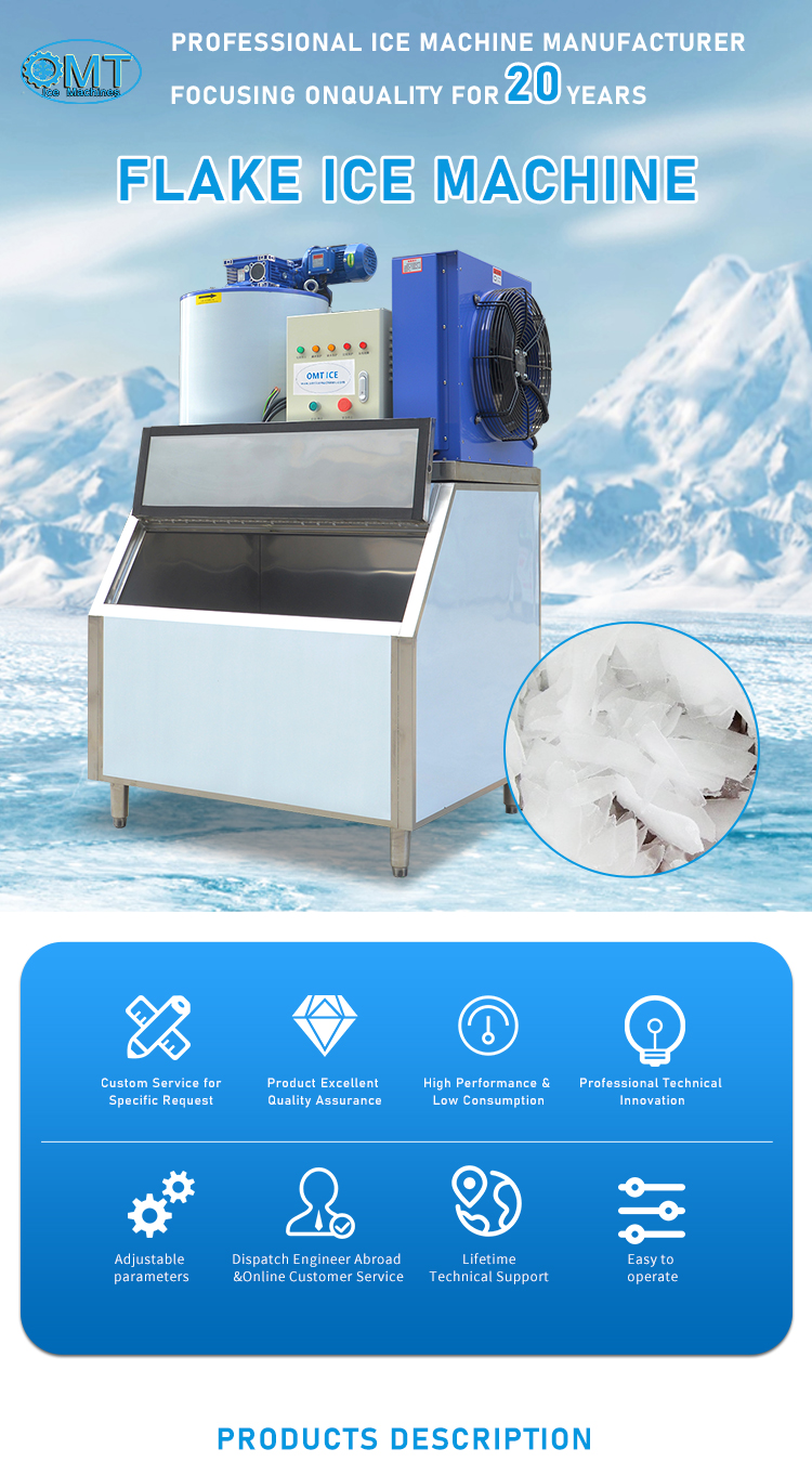 High Speed Freshwater Flake Ice Machine Commercial Flake Ice Maker Energy Saving