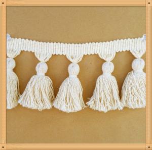 Wholesale Handmade OEM cotton pompom lace trimmings tassels fringes for curtain decoration from china suppliers