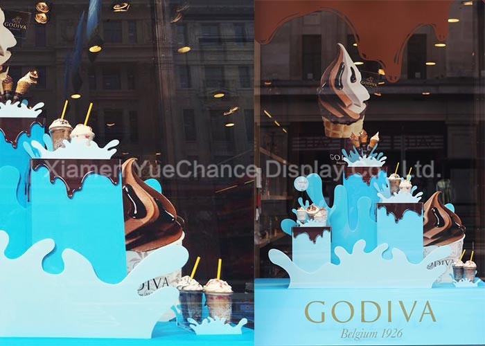 White Color PVC Carve Wave Crafts , Store Window Decorations Spray Color Finish