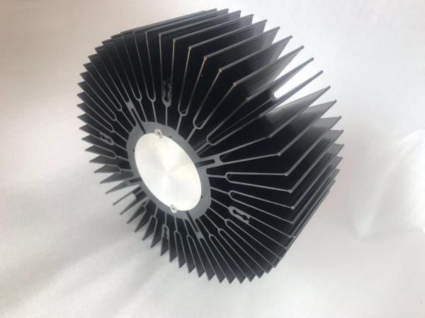 Big size black anodized aluminum extrusion sunflower heatsink skiving drilling
