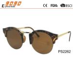 Sunglasses in fashionable design, semi-rimless ,metal temple,suitable for men